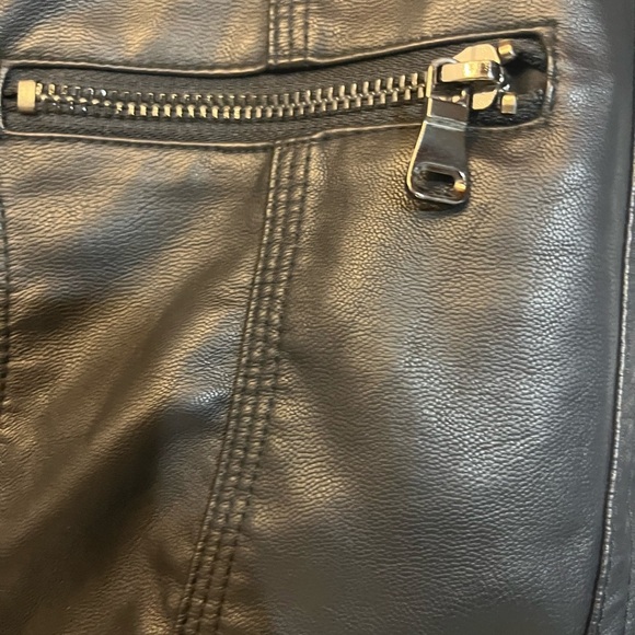Black Faux Leather Moto Jacket Women Large - Picture 5 of 6